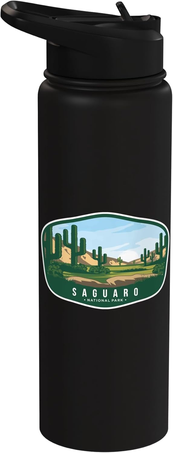 Botella de agua acero inoxidable aislada Parque Nacional Saguaro