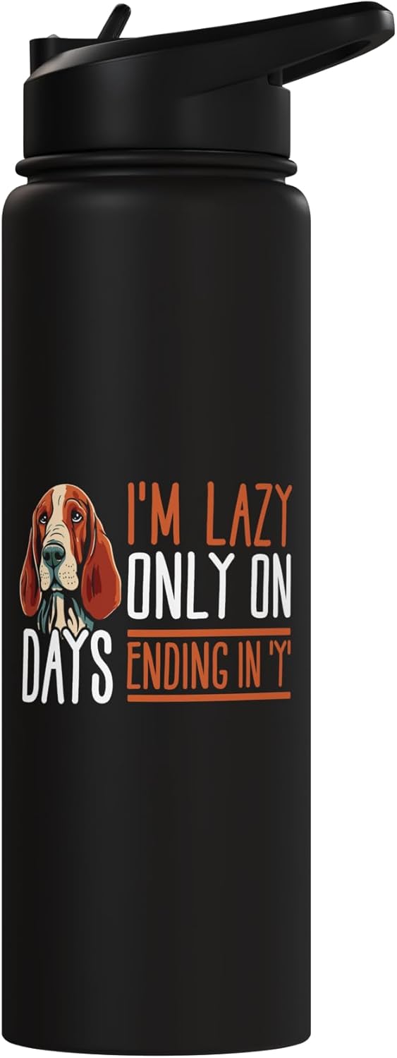 Botella de agua acero inoxidable perro basset hound con mensaje divertido