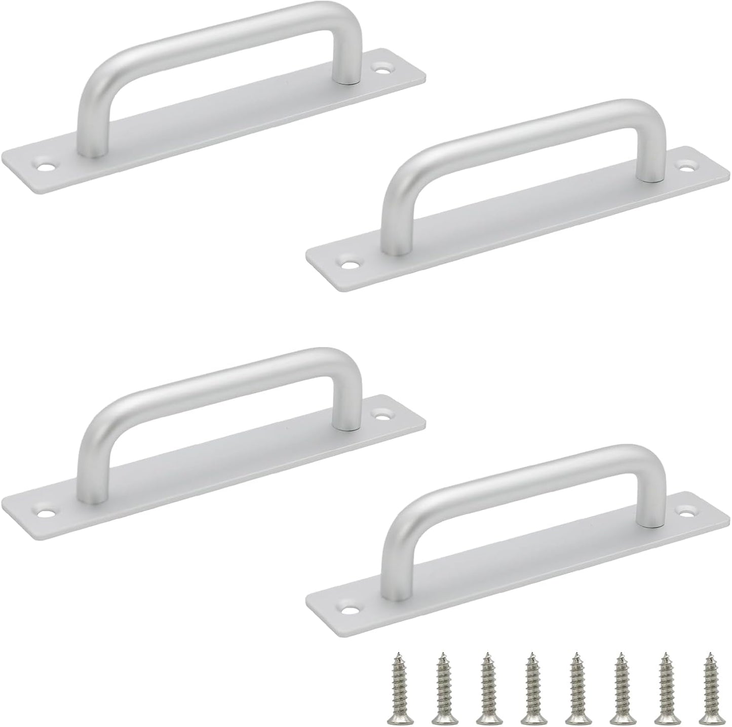 4 Manijas Puerta Aleación Aluminio Plateadas 5pulg