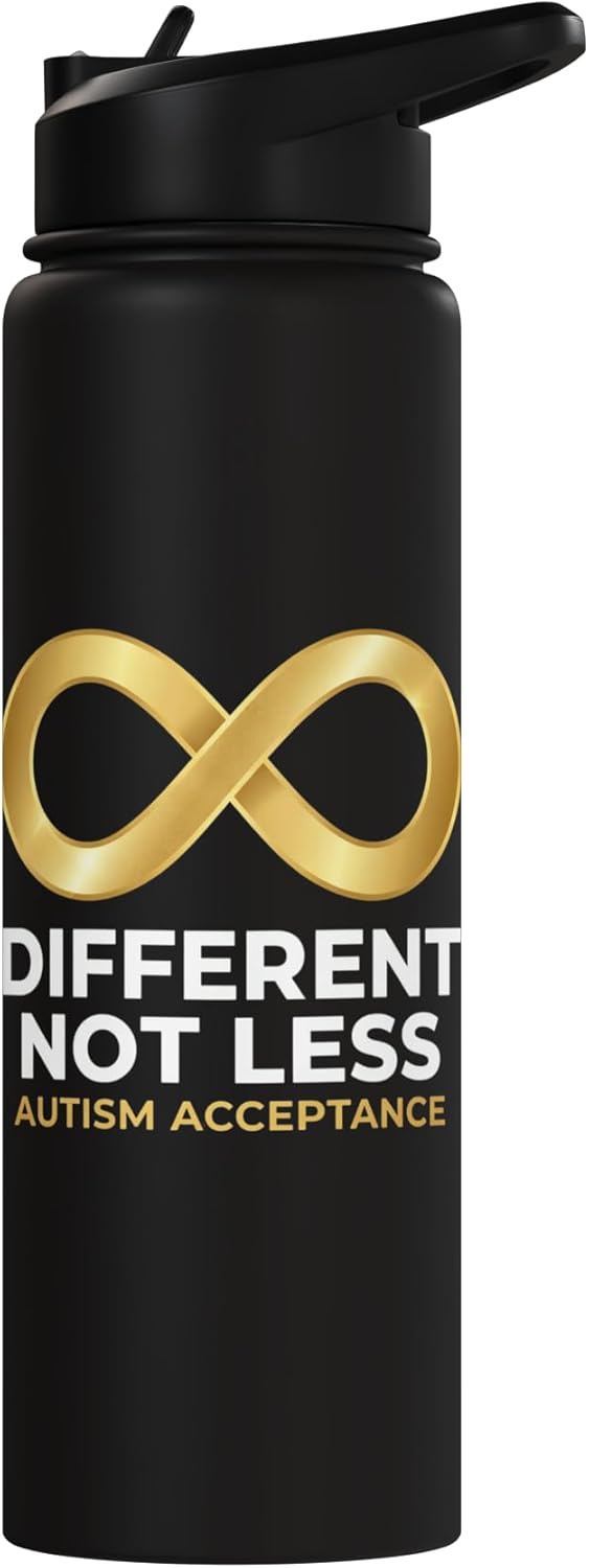 Botella de agua aislada de acero inoxidable Different Not Less Autism