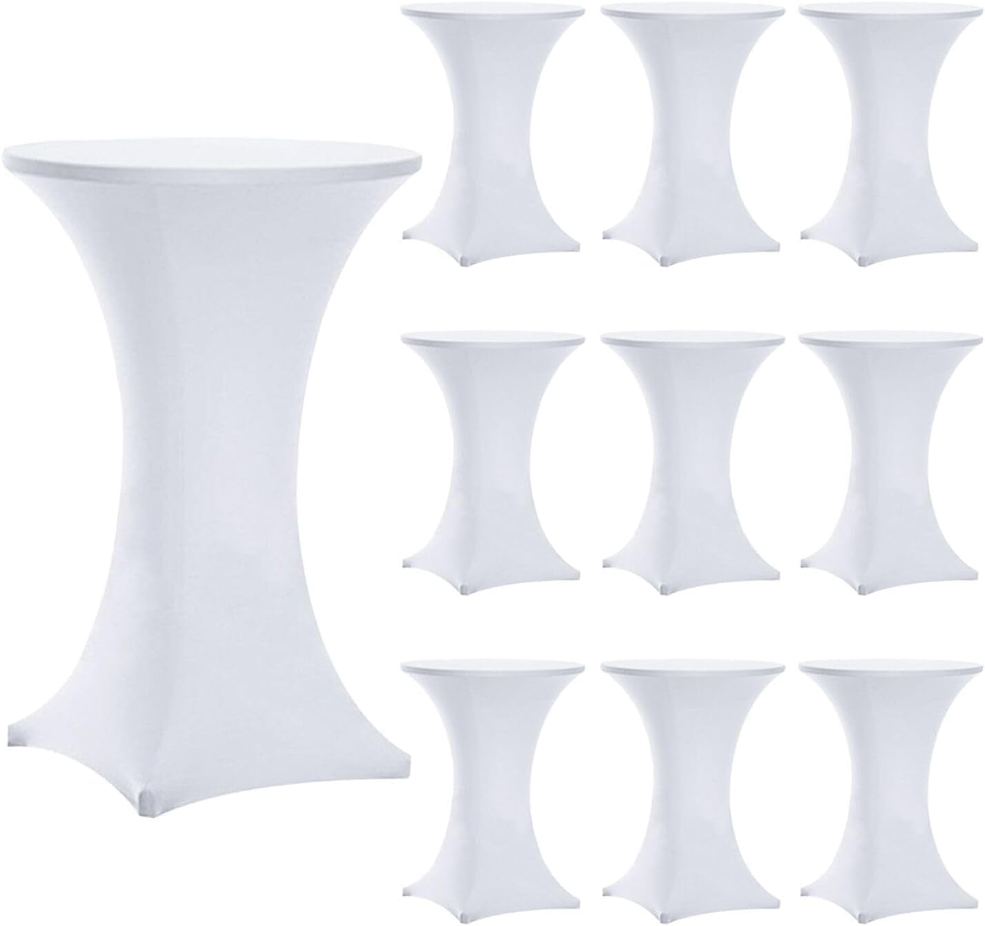 10 Pzas Cubiertas Mesa 32x43pulg Elástica Antiarrugas Blanco