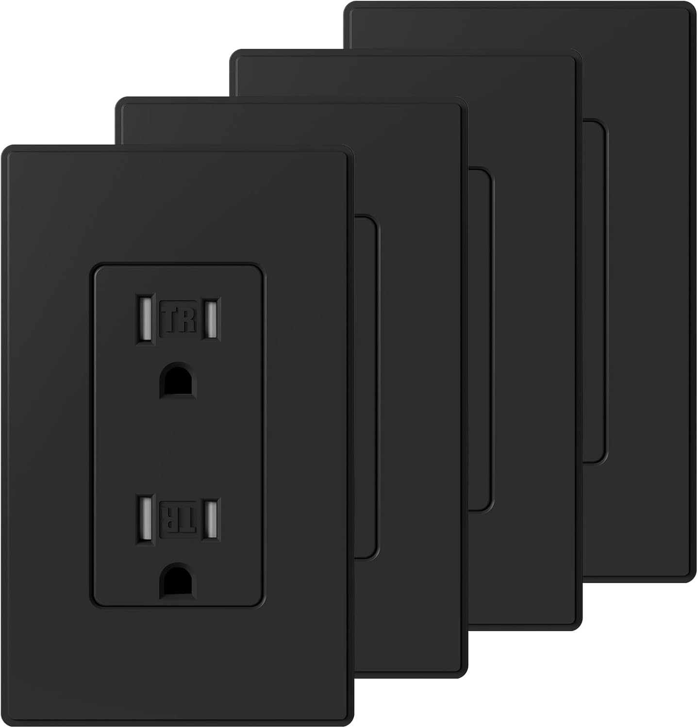 Paquete 4 Tomas Electricas Negro Mate NEMA 5-15R