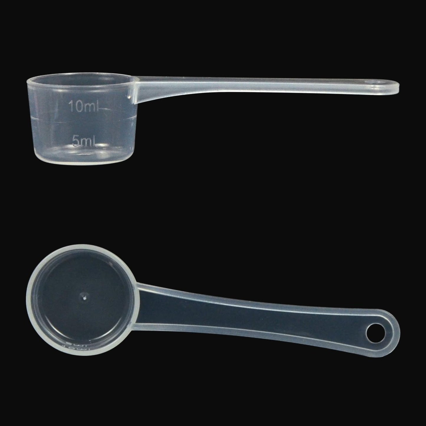 Cucharaditas medidoras de plástico transparente con escala