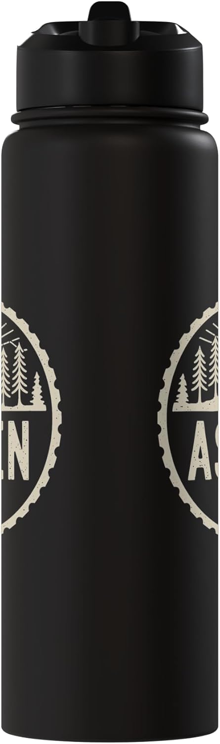 Botella de agua acero inoxidable aislada diseño americano
