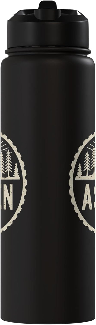 Botella de agua acero inoxidable aislada diseño americano