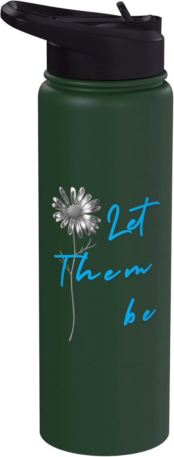 Botella de agua acero inoxidable aislada floral inspiradora