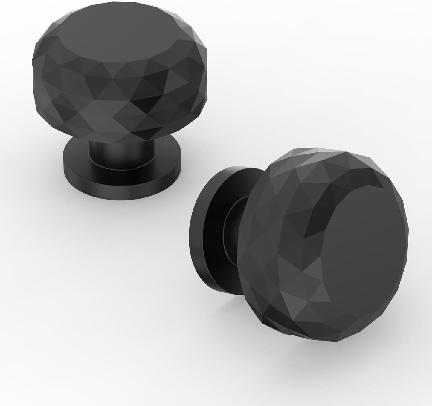 Set 6 Pomos Gabinete Negro Mate Sólidos Baño