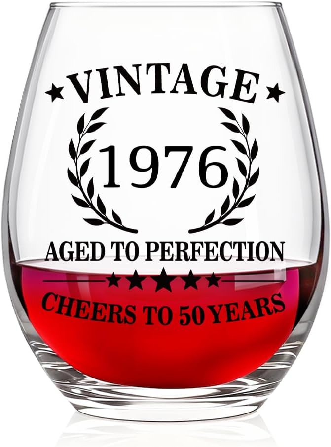 Copa de vino vintage edición limitada regalo 50 cumpleaños mujer