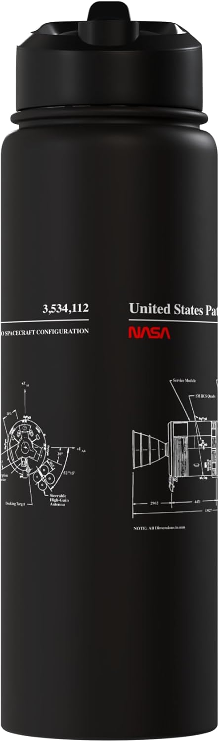 Botella de agua aislada de acero inoxidable NASA Apollo