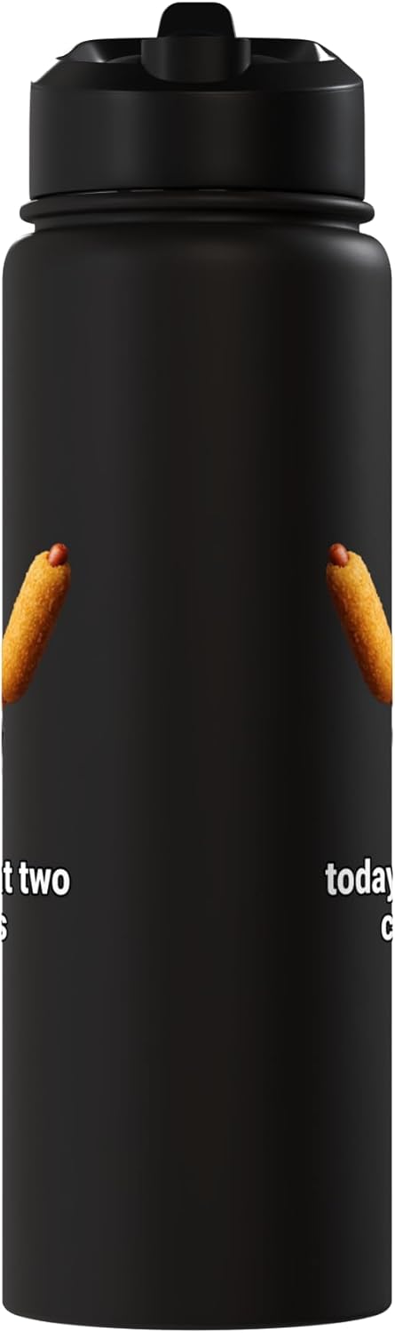 Botella de agua acero inoxidable con meme perro diablo comida hot dog