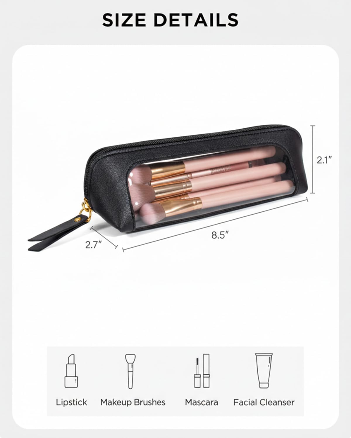 Bolsa organizadora transparente para brochas y labial