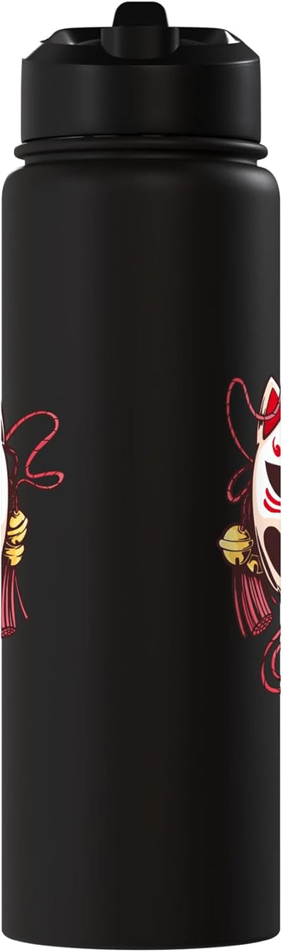 Bottle de agua aislada de acero inoxidable Máscara de zorro Kitsune