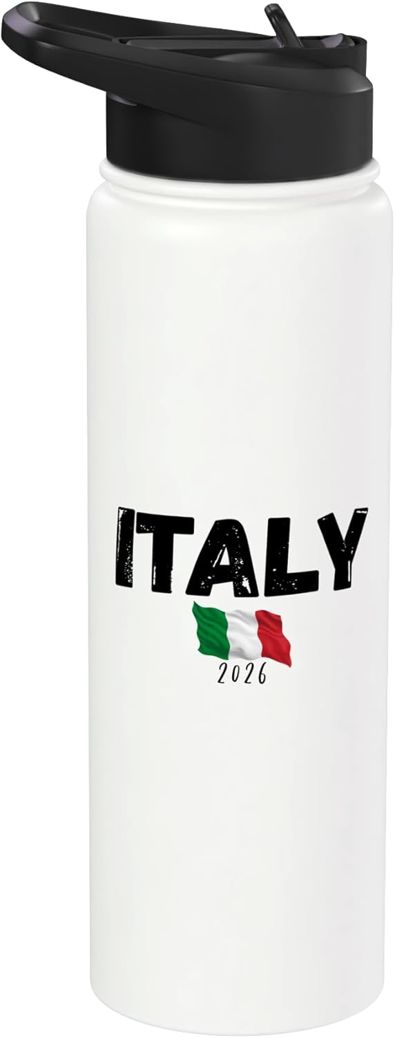 Botella de agua aislada de acero inoxidable con bandera Italia