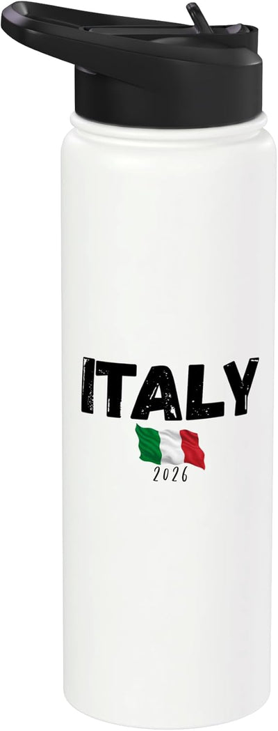 Botella de agua aislada de acero inoxidable con bandera Italia