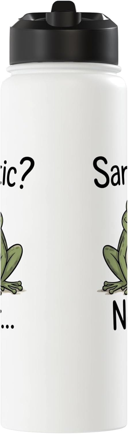 Botella agua acero inox aislada con chiste sapo