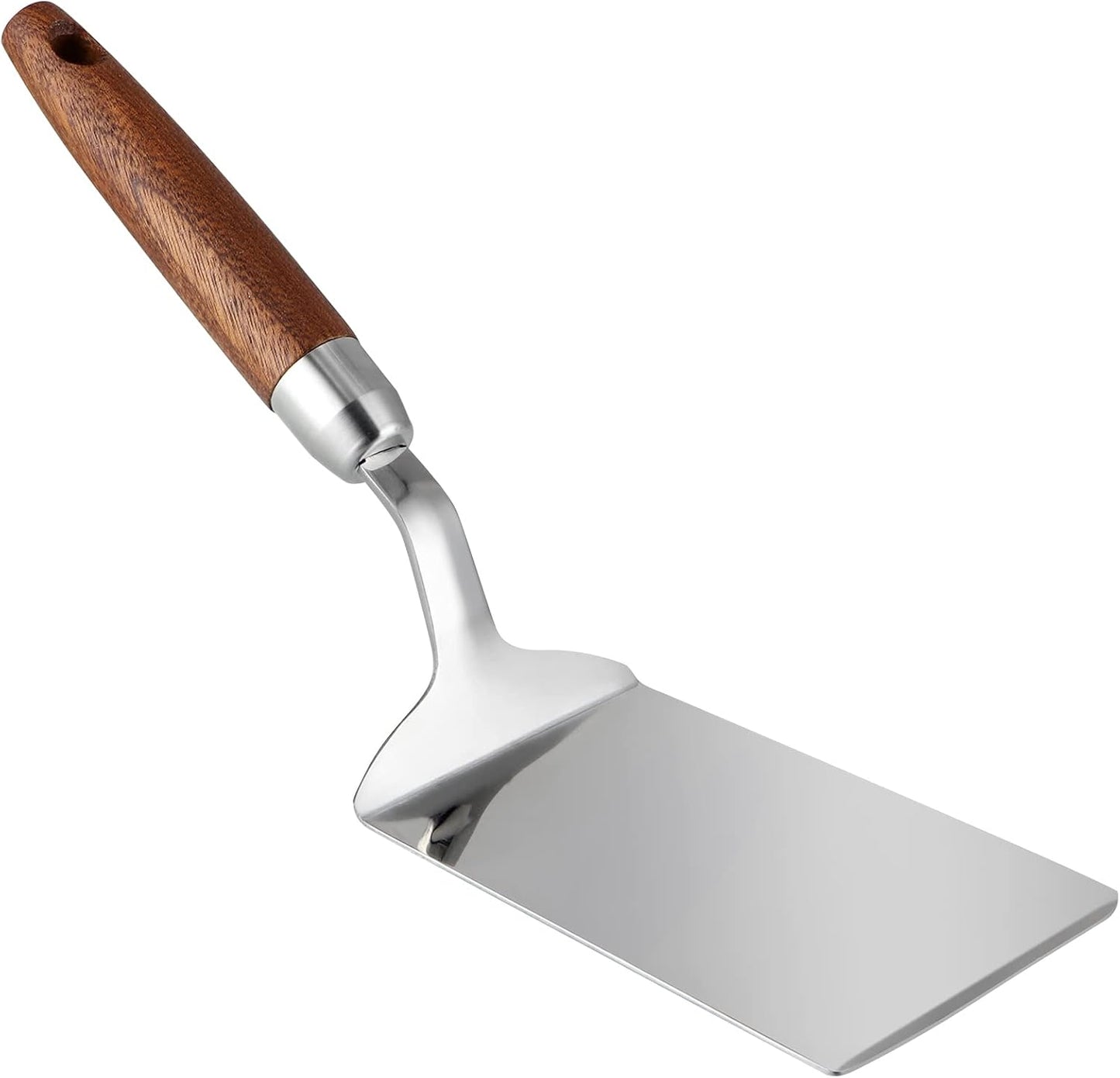 Espátula acero inox mango madera volteador panqueques antiadherente