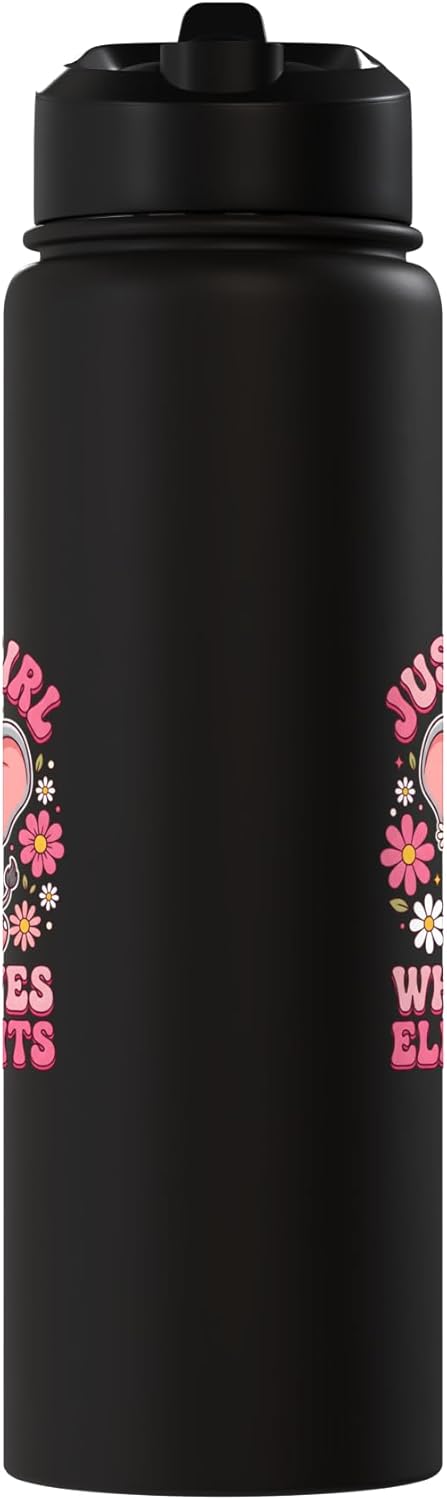 Bebé corona de flores amante de elefantes botella de agua acero inoxidable aislada