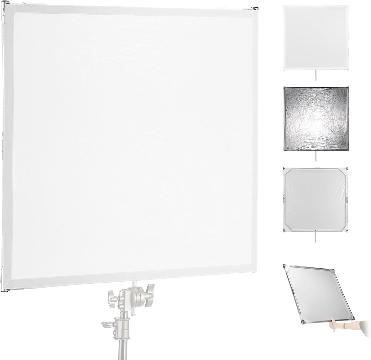 Kit difusor luz 35x35pulg plateado/blanco marco plegable soporte C