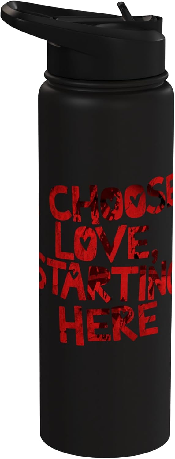 Botella de agua acero inoxidable aislada Frase motivadora I Choose Love