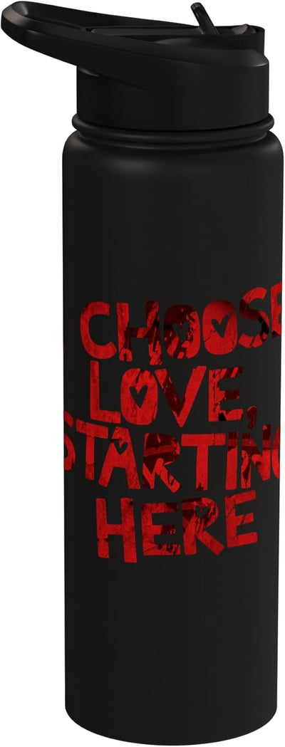 Botella de agua acero inoxidable aislada Frase motivadora I Choose Love