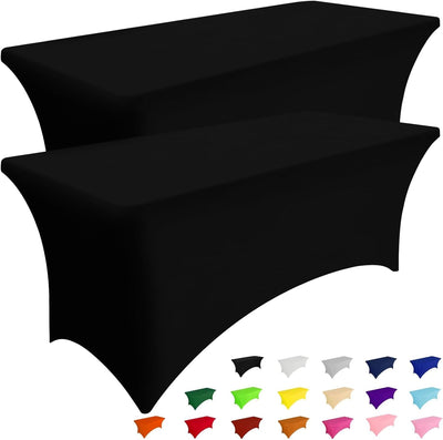 5 Pzas Manteles Elastano 96x30pulg Negro Exteriores Bodas