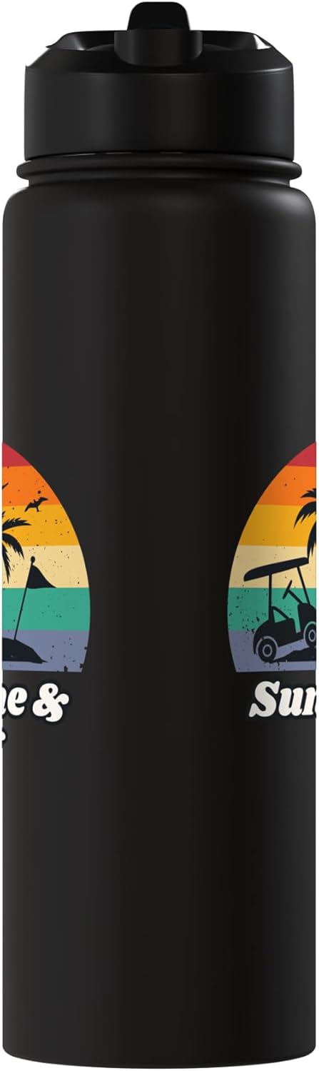 Botella de agua acero inoxidable aislada para golfista verano