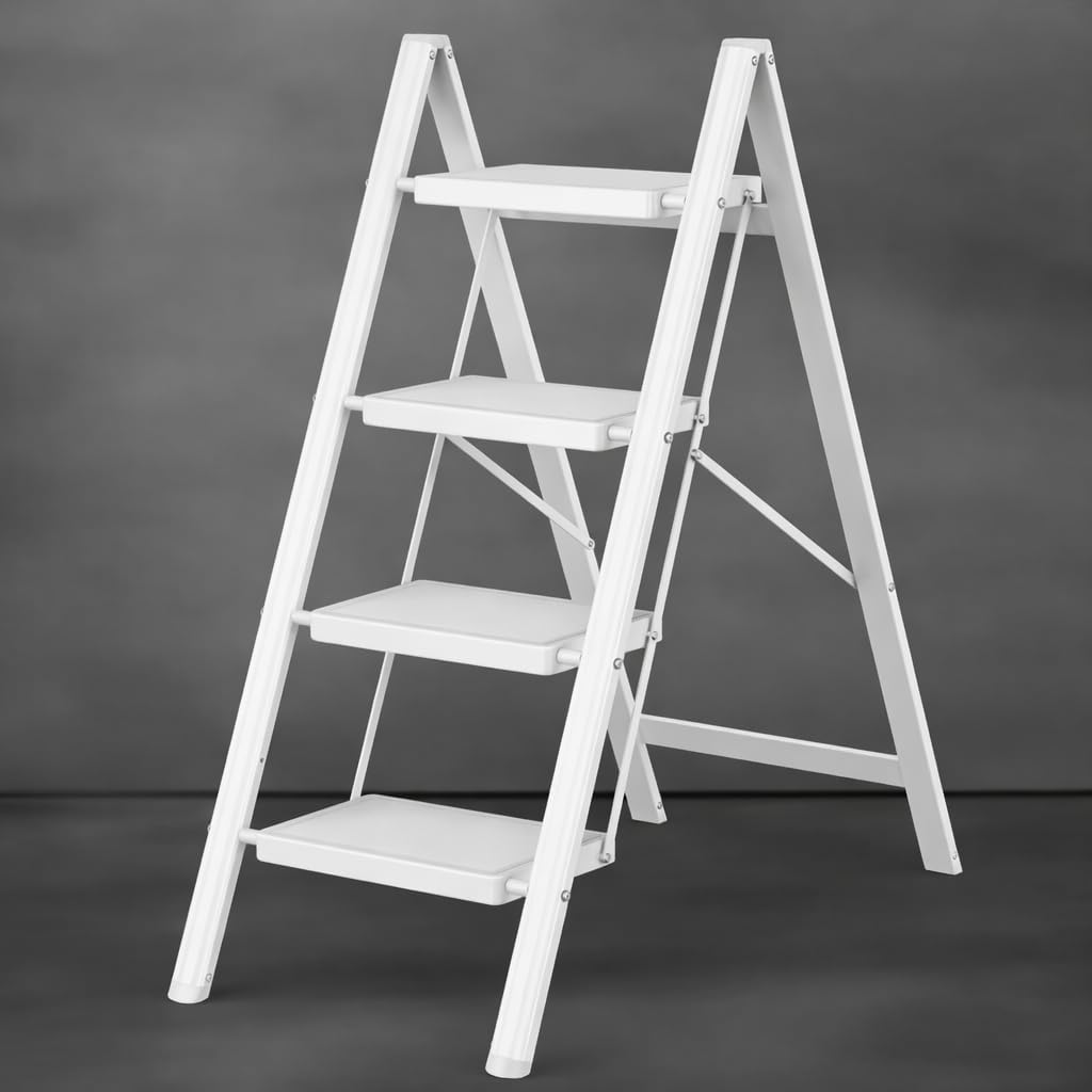 Escalera 4 escalones plegable cocina 330lb acero resistente