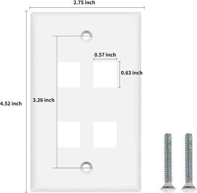 Pack 10 Placas Pared Keystone 4 Puertos Blanco