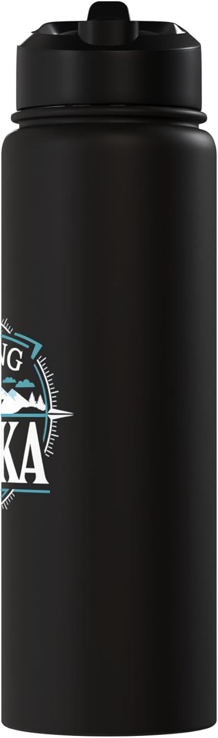 Botella agua acero inox aislada recuerdo crucero Alaska