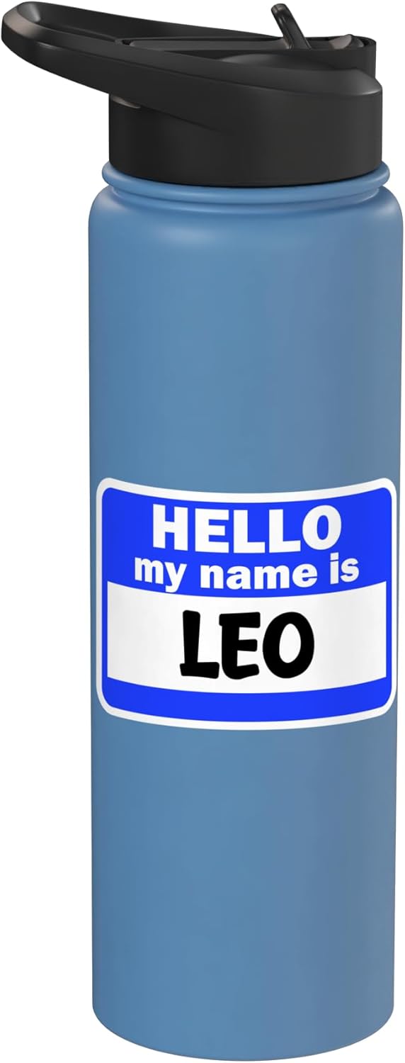 Bottella de agua aislada de acero inoxidable con nombre Leo