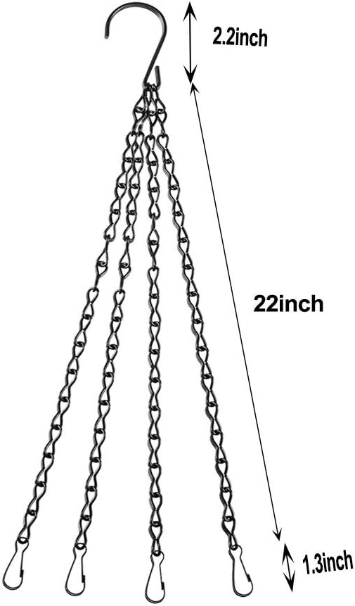 4 Cadenas Colgantes 24pulg con Ganchos para Macetas Negro