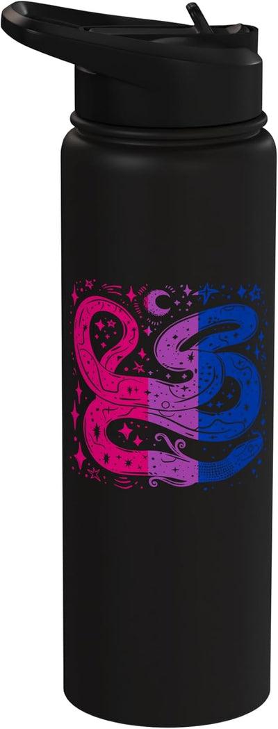 Botella agua acero inox aislada con serpiente lunar