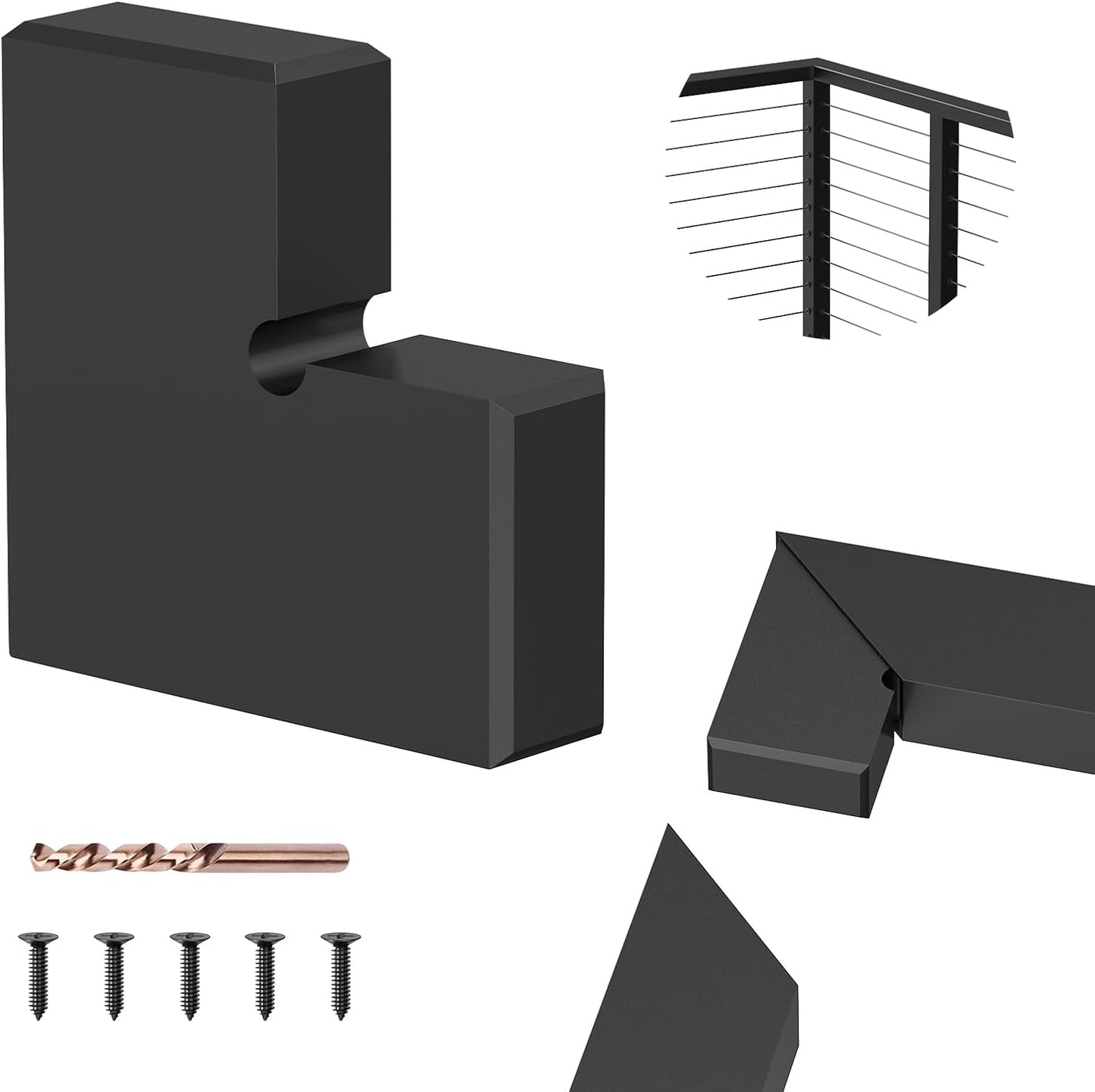 Conector pasamanos 90 grados POM negro paquete