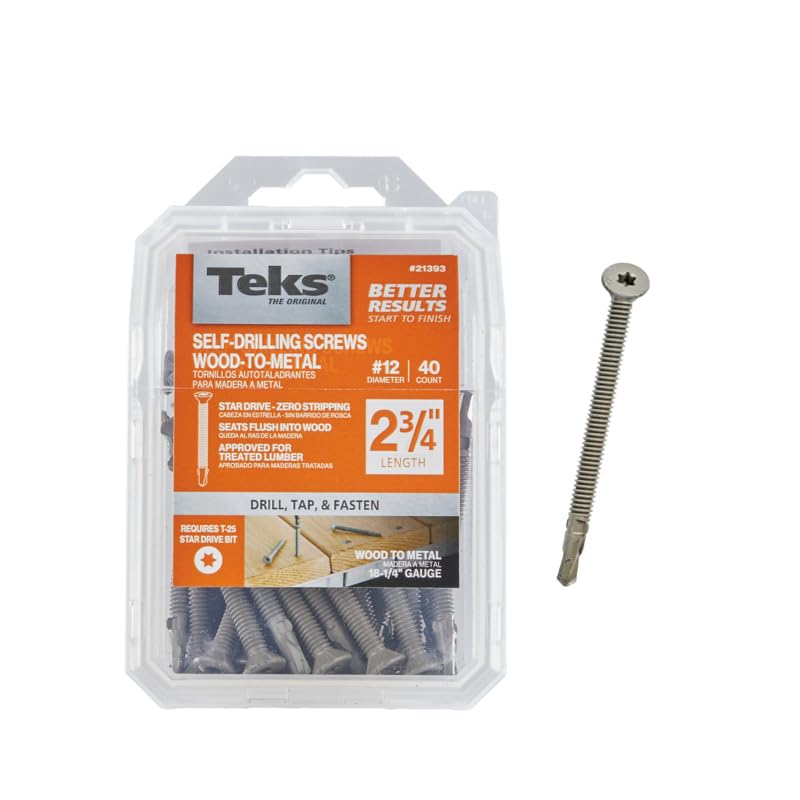 Tornillos autoperforantes madera a metal #12x2-3/4pulg 40uds