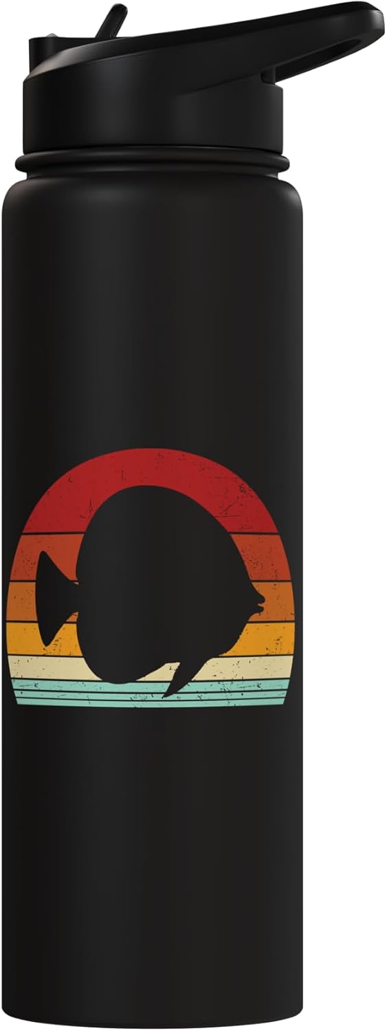 Bottella de agua aislada de acero inoxidable amarillo retro