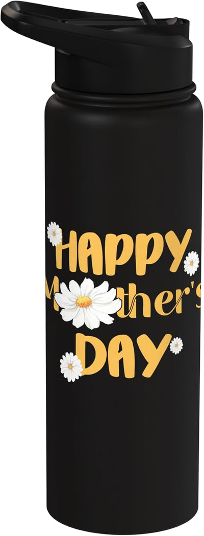 Botella agua acero inox aislada diseño floral para hijos e hijas