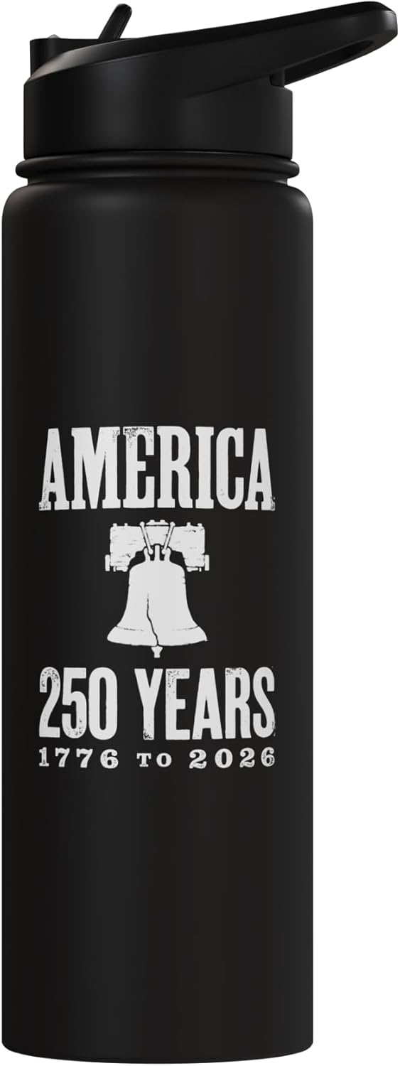 Campana de la Libertad 250 años botella de agua aislada