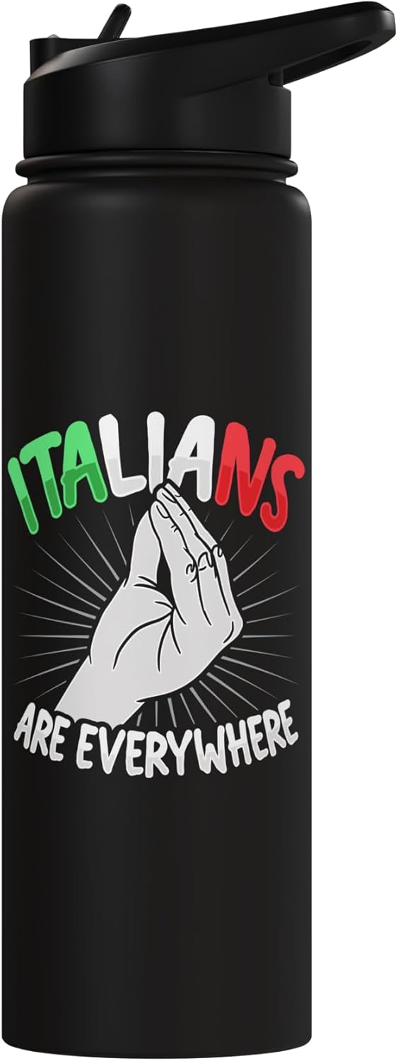 Botella de agua acero inoxidable italiana con diseño de gesto