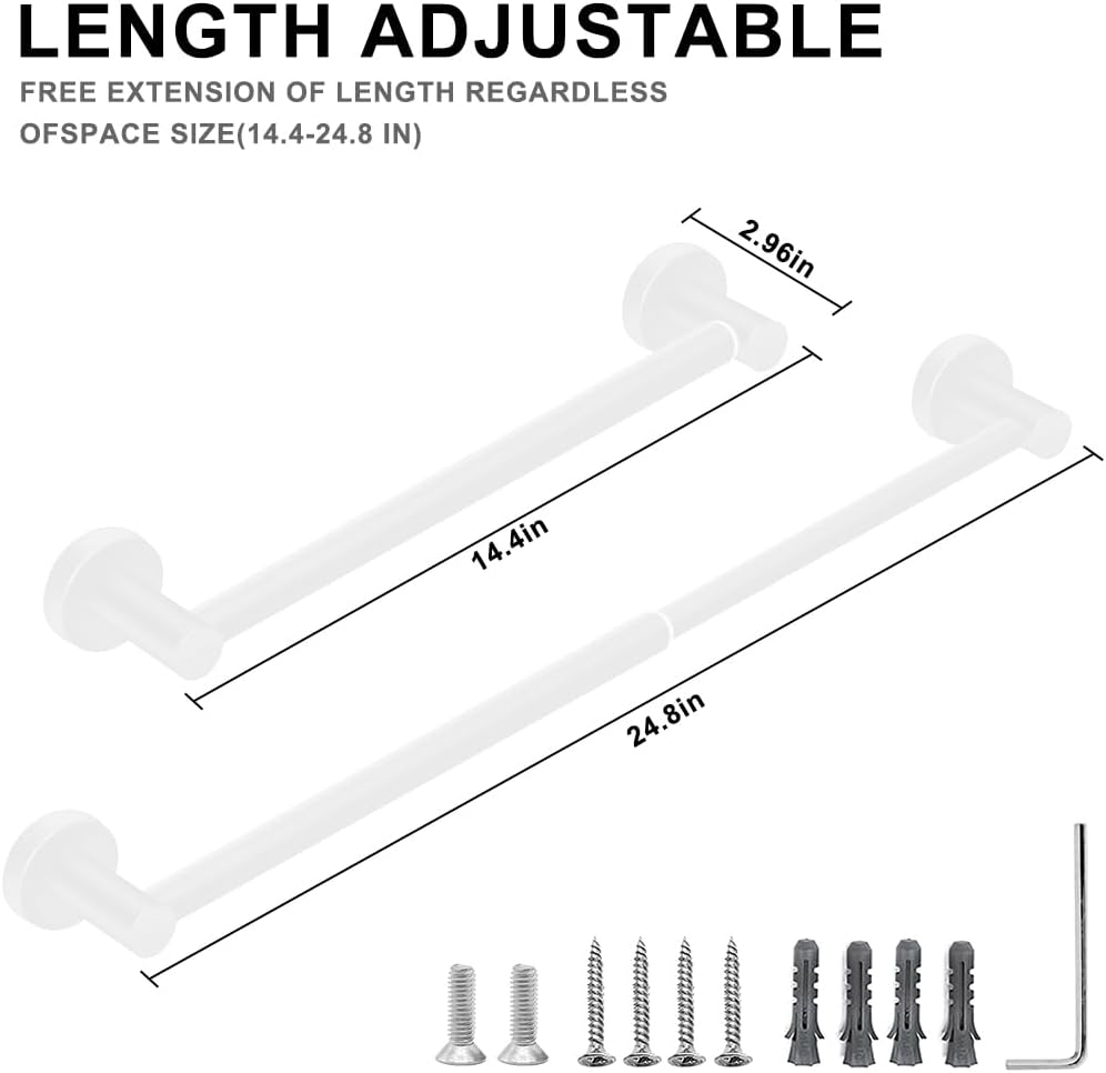Toallero ajustable baño 13-24pulg blanco