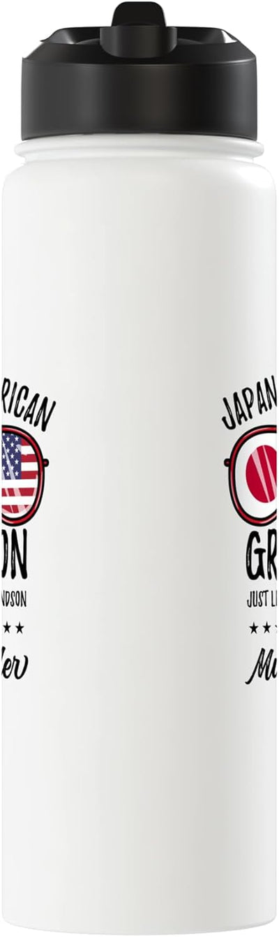 Botella de agua acero inoxidable aislada herencia japonesa