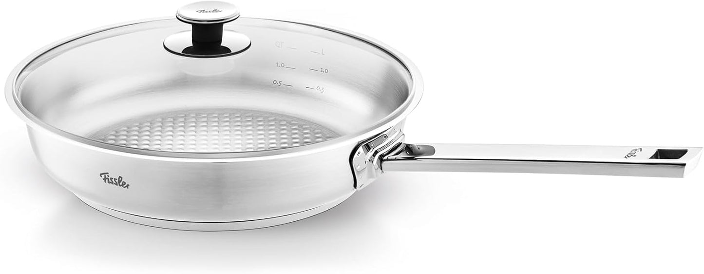 Sartén acero inox 11pulg con tapa vidrio