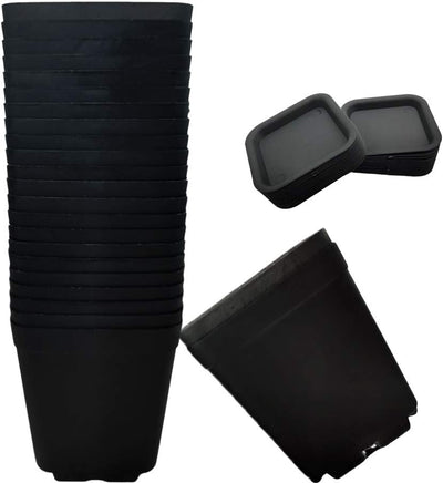 24 Macetas Plástico Cuadradas 7.6cm Negras para Interior y Exterior