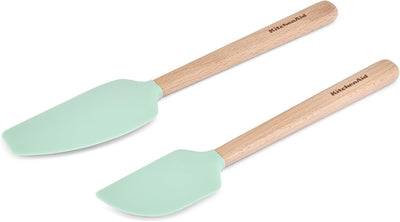 Juego de espátulas de madera de haya KitchenAid, 2 piezas menta