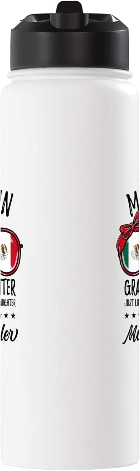 Botella de agua acero inoxidable aislada para nieta mexicana