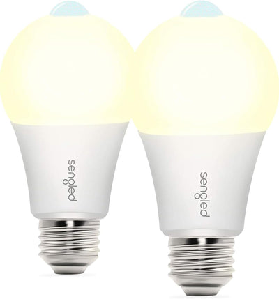 Bombillas LED A19 sensor movimiento 3000K blanco suave 8.8W pack 2