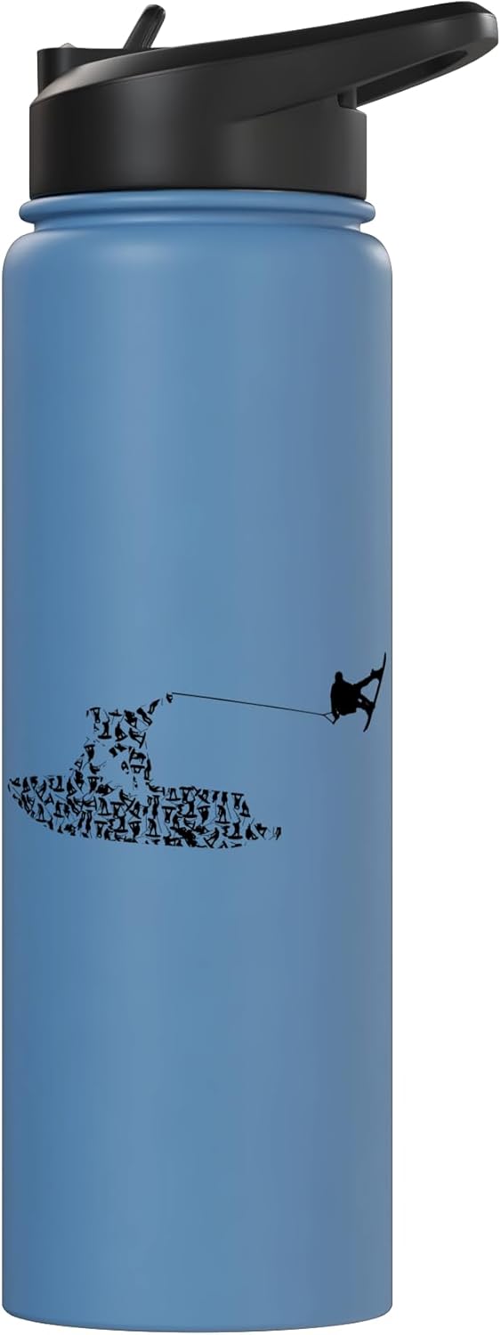 Botella de agua aislada de acero inoxidable wakeboarding