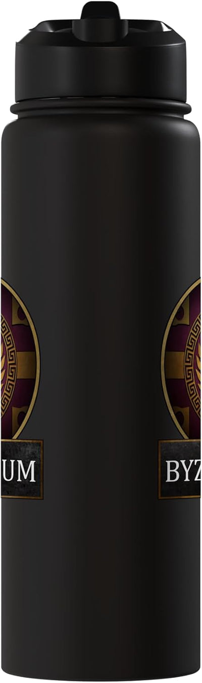 Bottella de agua aislada con símbolo del Imperio Romano y Bizantino