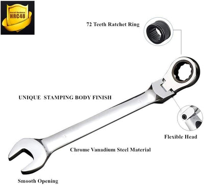 Llave trinquete métrica cabeza flexible 0.354pulg 72 dientes