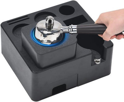 Limpiador portafiltros espresso con organizador y lechón eléctrico