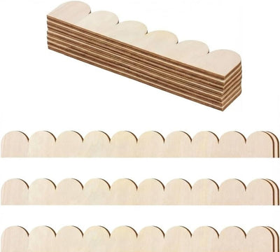 12 Adornos Madera Festoneados Sin Terminar 15.75x1.57pulg